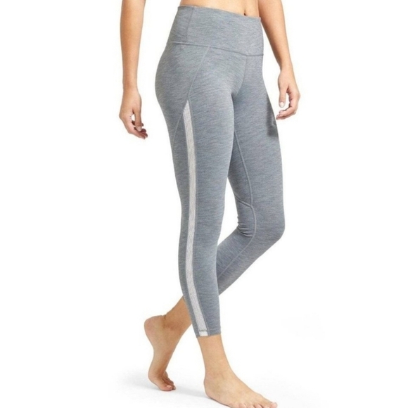 Athleta Pants - Athleta Chaturanga Striped Mesh Side Athletic Leggings